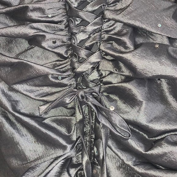 Holiday Party Dress Cindy U.S.A. Silver Metallic Dress - Picture 4 of 4
